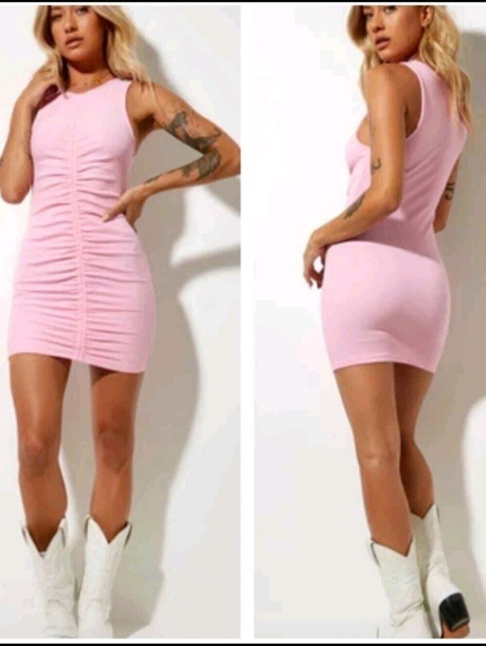 Motel Rocks Pink Ruched Tank Mini Dress - Picture 2 of 8